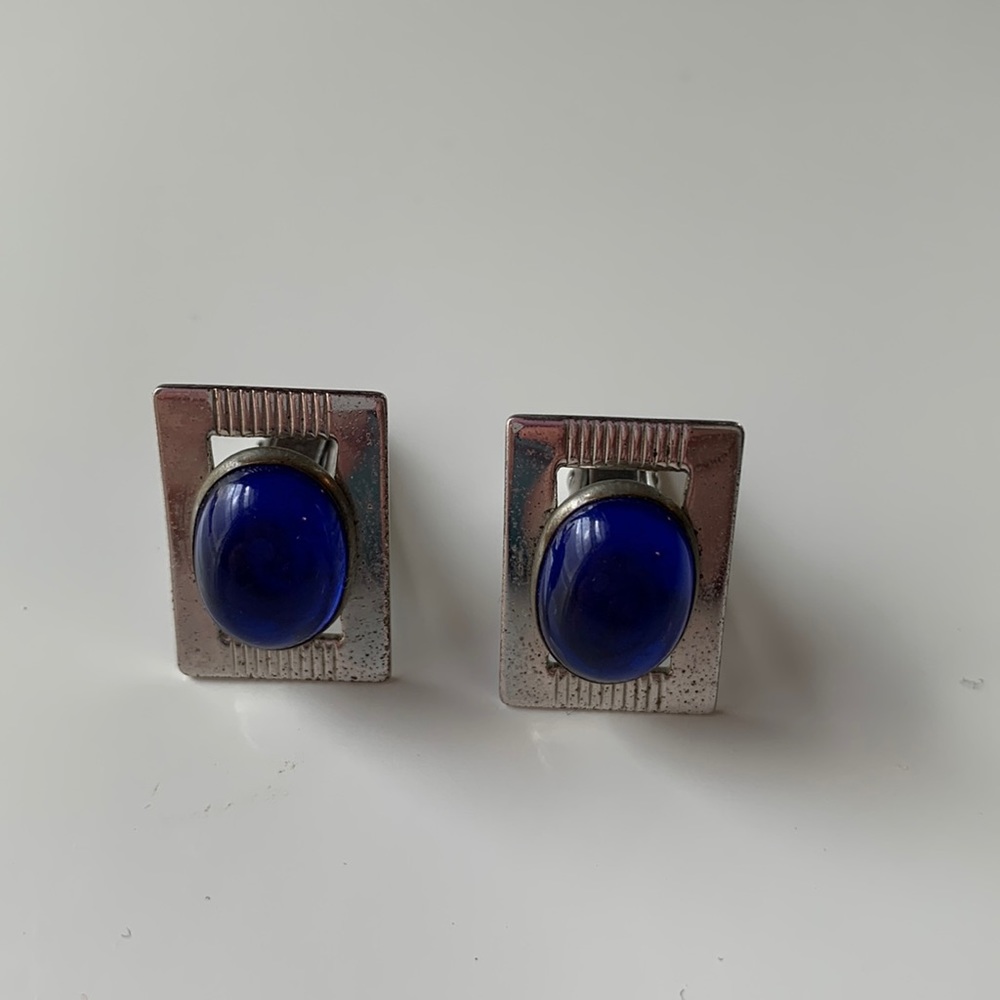 Vintage Blue and Silver Cufflinks.